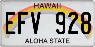 HI license plate EFV928