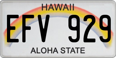 HI license plate EFV929