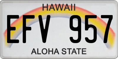 HI license plate EFV957