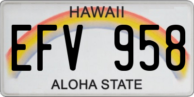 HI license plate EFV958