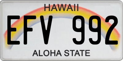 HI license plate EFV992