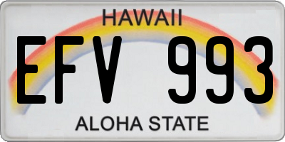 HI license plate EFV993