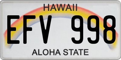 HI license plate EFV998