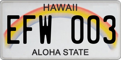 HI license plate EFW003