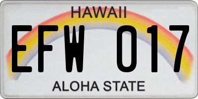 HI license plate EFW017