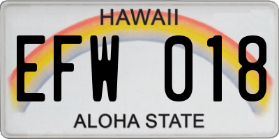 HI license plate EFW018