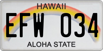 HI license plate EFW034