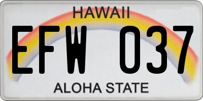 HI license plate EFW037