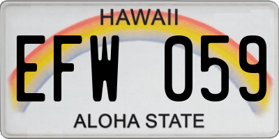 HI license plate EFW059
