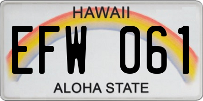 HI license plate EFW061
