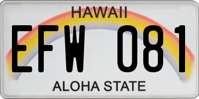 HI license plate EFW081