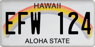 HI license plate EFW124