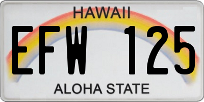 HI license plate EFW125
