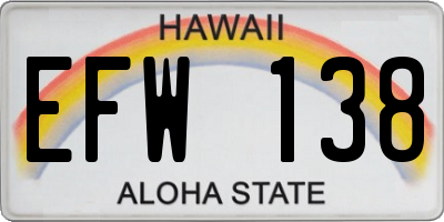 HI license plate EFW138