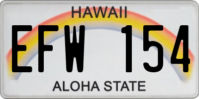 HI license plate EFW154