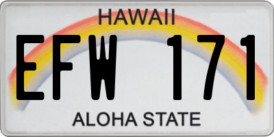 HI license plate EFW171