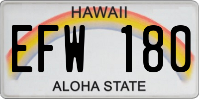 HI license plate EFW180