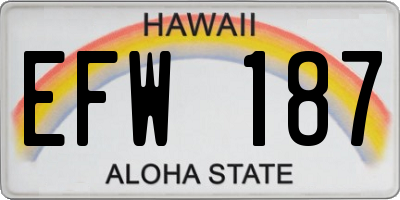 HI license plate EFW187