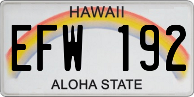 HI license plate EFW192