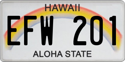 HI license plate EFW201