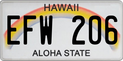 HI license plate EFW206
