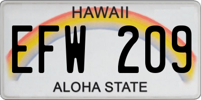 HI license plate EFW209