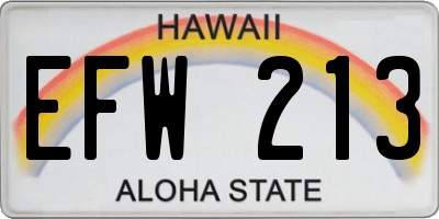 HI license plate EFW213