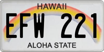 HI license plate EFW221