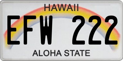 HI license plate EFW222