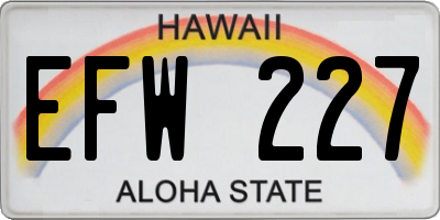 HI license plate EFW227