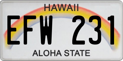 HI license plate EFW231