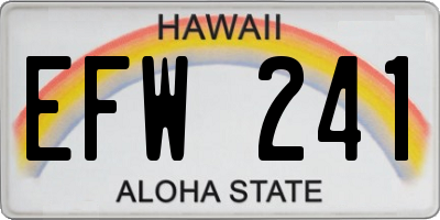 HI license plate EFW241