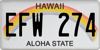 HI license plate EFW274