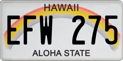 HI license plate EFW275