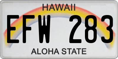HI license plate EFW283
