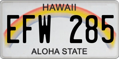 HI license plate EFW285