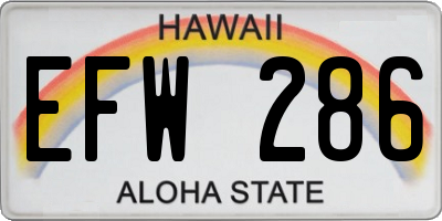 HI license plate EFW286
