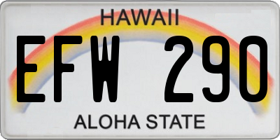 HI license plate EFW290