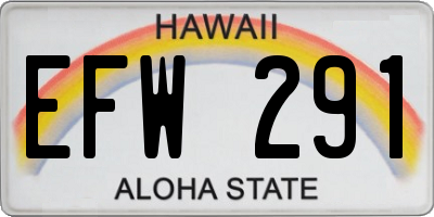 HI license plate EFW291