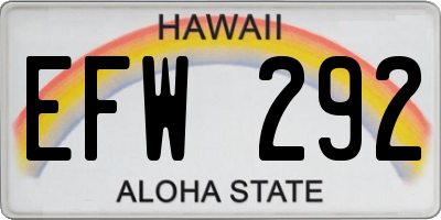 HI license plate EFW292