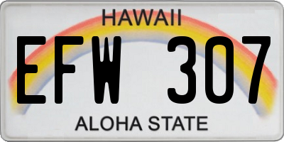 HI license plate EFW307