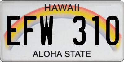 HI license plate EFW310