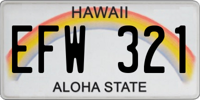 HI license plate EFW321