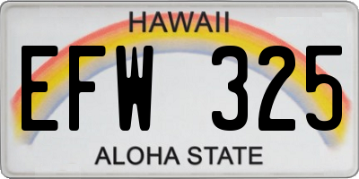 HI license plate EFW325