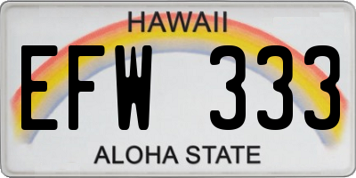 HI license plate EFW333