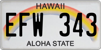 HI license plate EFW343