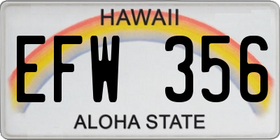 HI license plate EFW356