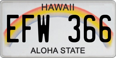 HI license plate EFW366