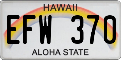 HI license plate EFW370