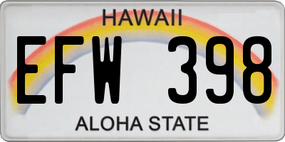 HI license plate EFW398